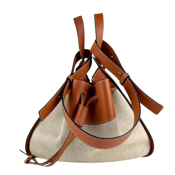 Loewe Handbags - Loewe Leather Tan Bag Hammock Canvas Beige Shoulder Handbag Brown